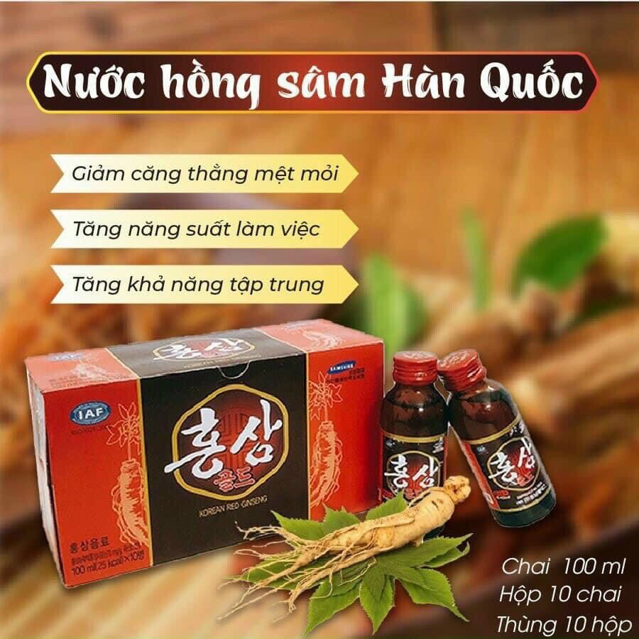 Nước hồng sâm chai nguyên chất Hàn Quốc (Hộp 10 chai)