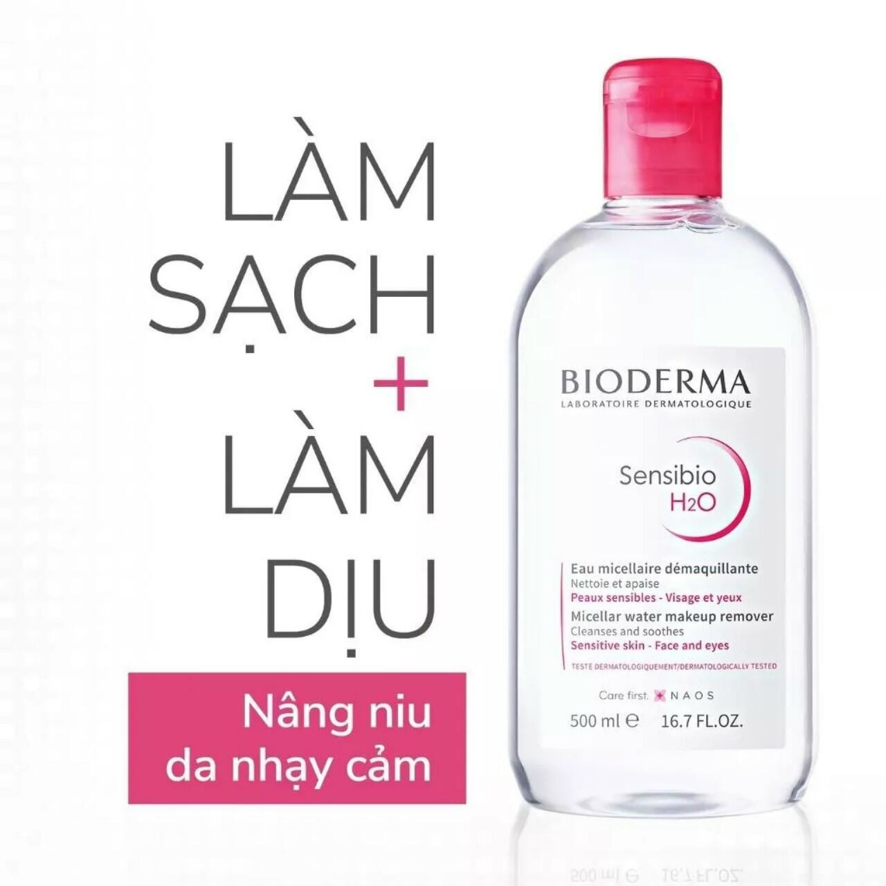 Nước Tẩy Trang Bioderma chính hãng nắp hồng, nắp xanh
