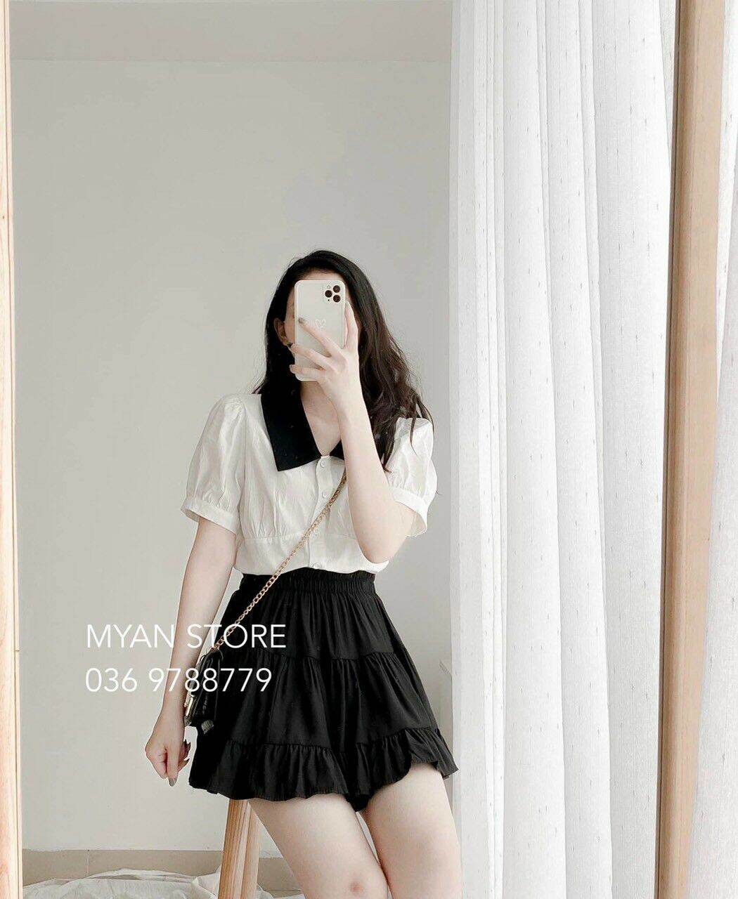 Set áo tiểu thư chân váy dập ly