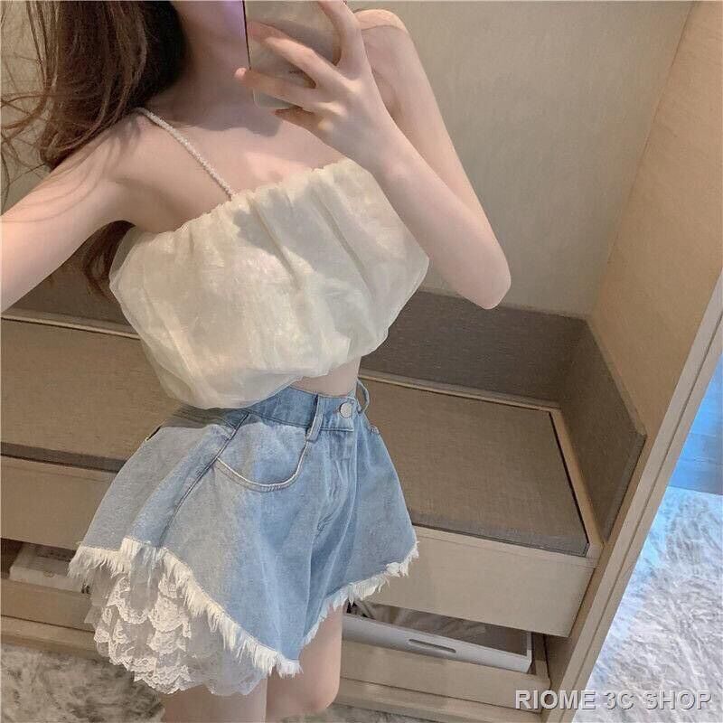 [HCM][2 món] Set Quần Short Jeans phối ren