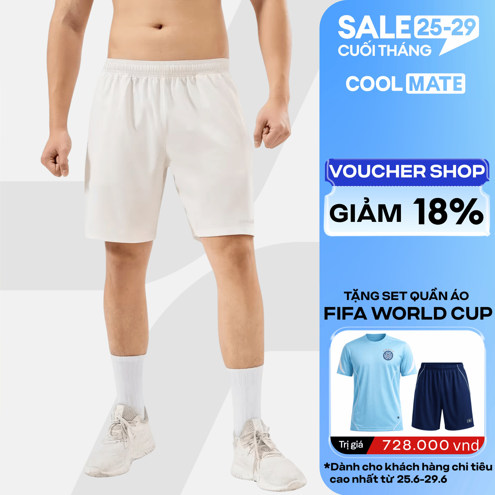 Quần Shorts thể thao nam 7 inch đa năng tập Gym, Tennis, Pickleball (có túi khoá kéo) thoải mái, thấm hút, thoáng khí Coolmate