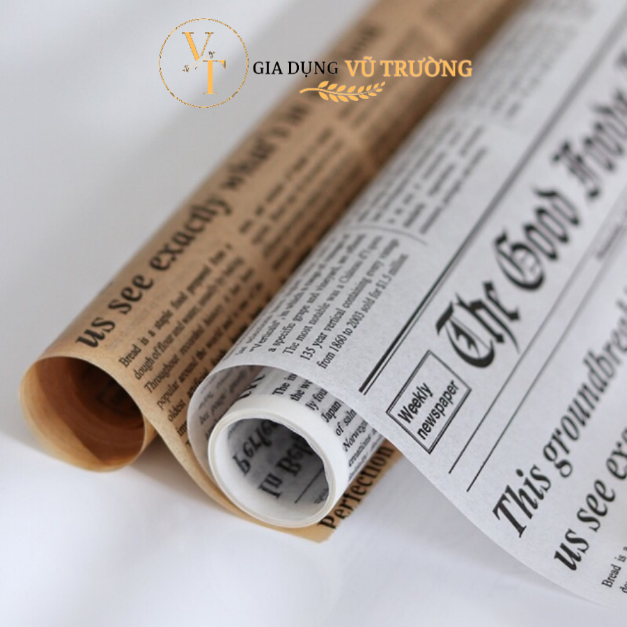 Giấy nến hình tờ báo, giấy nến lót nướng bánh chống dính không thấm dầu, giấy nến dùng cho  nồi chiên không dầu, giấy gói bánh hoạ tiết tờ báo tiện lợi