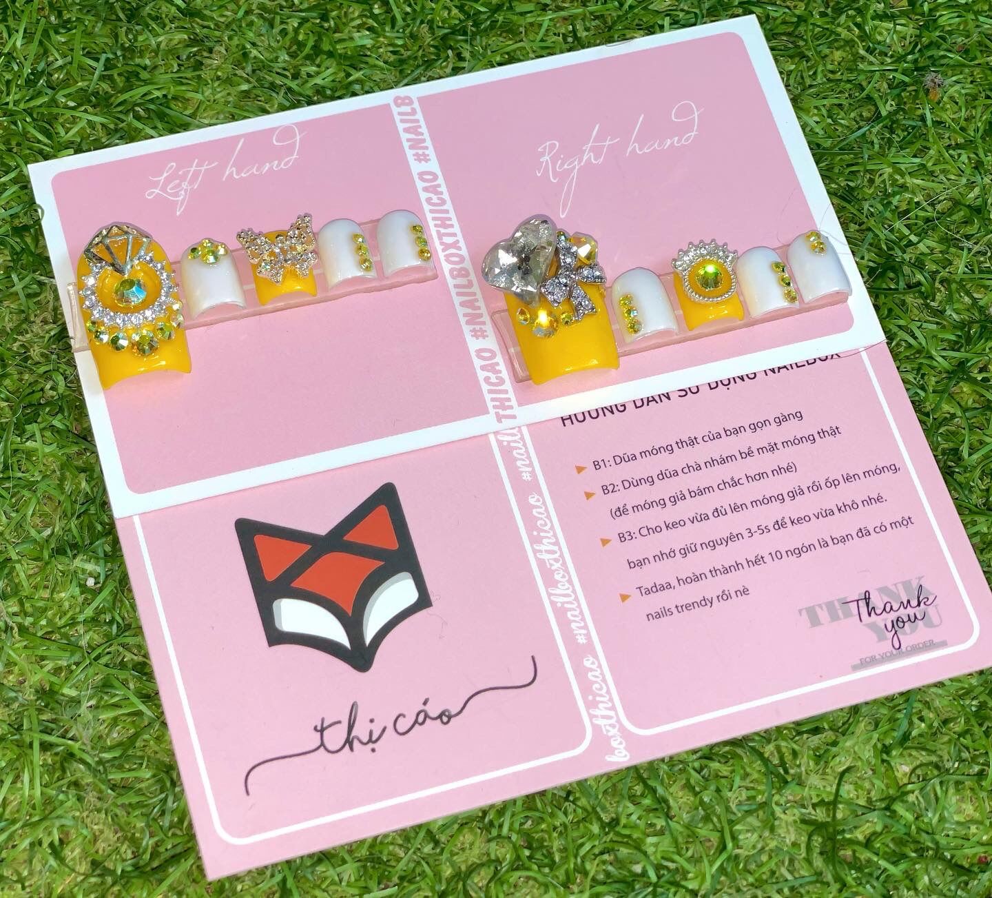 [ Nails Box] Móng chân giả thiết kế tone vàng
