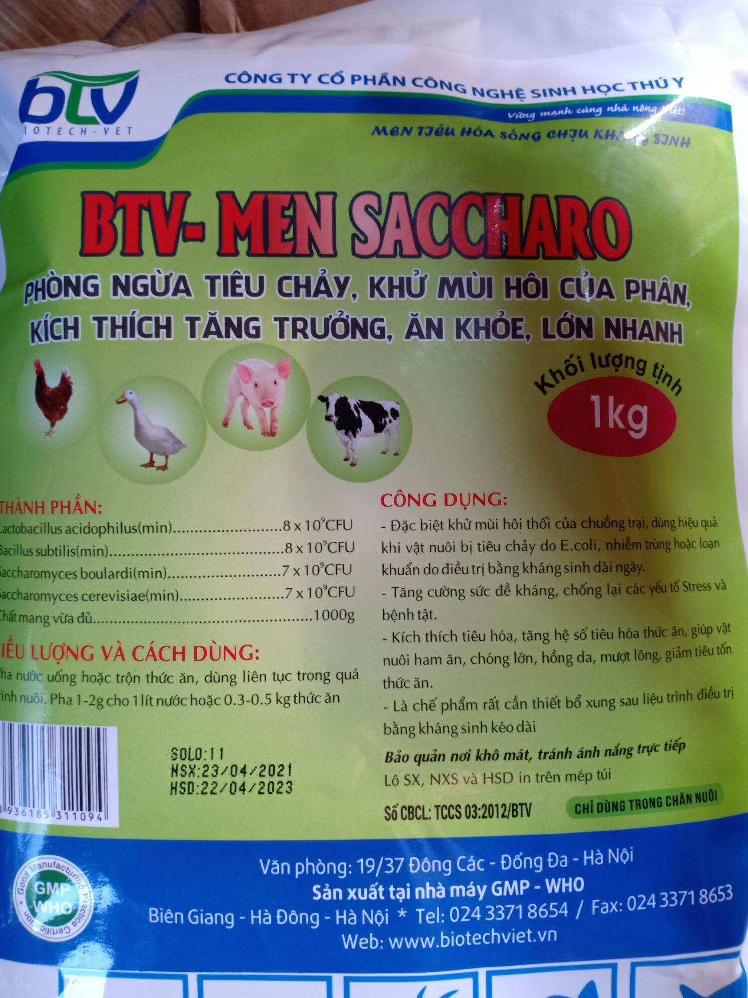 Men tiêu hoá sống- saccharo ( chịu kháng sinh) 1 kg