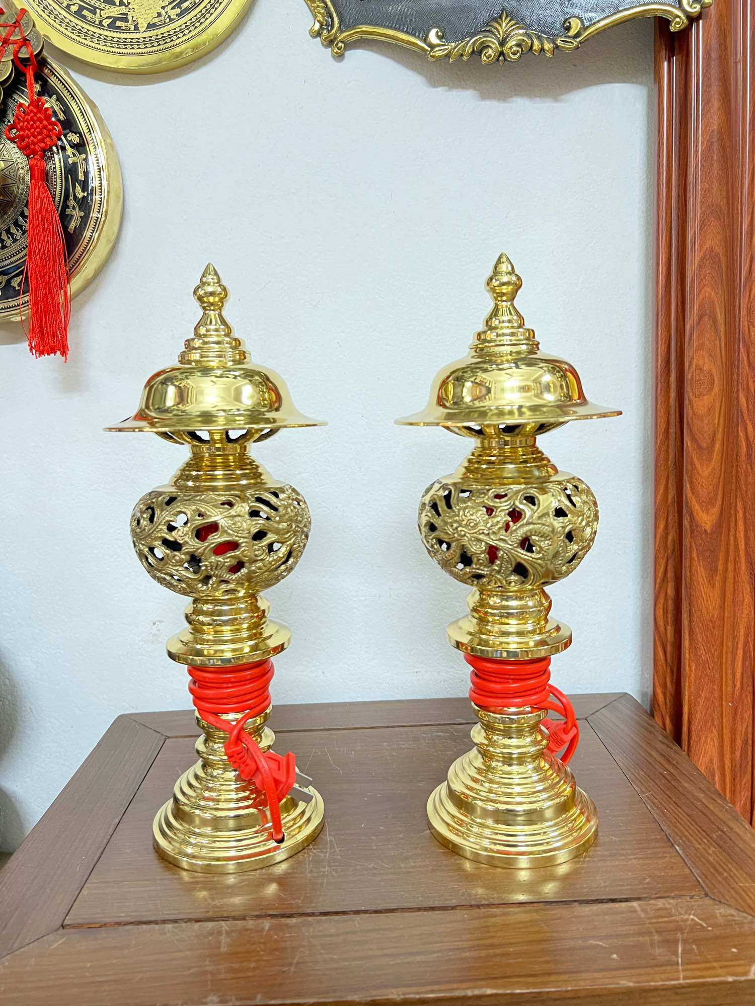 Đôi đèn điện bằng đồng 💯 cao 32cm