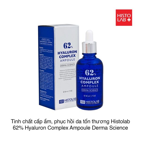 Tinh chất cấp ẩm, phục hồi da thương tổn histolab 62% hyaluron complex ampoule derma science