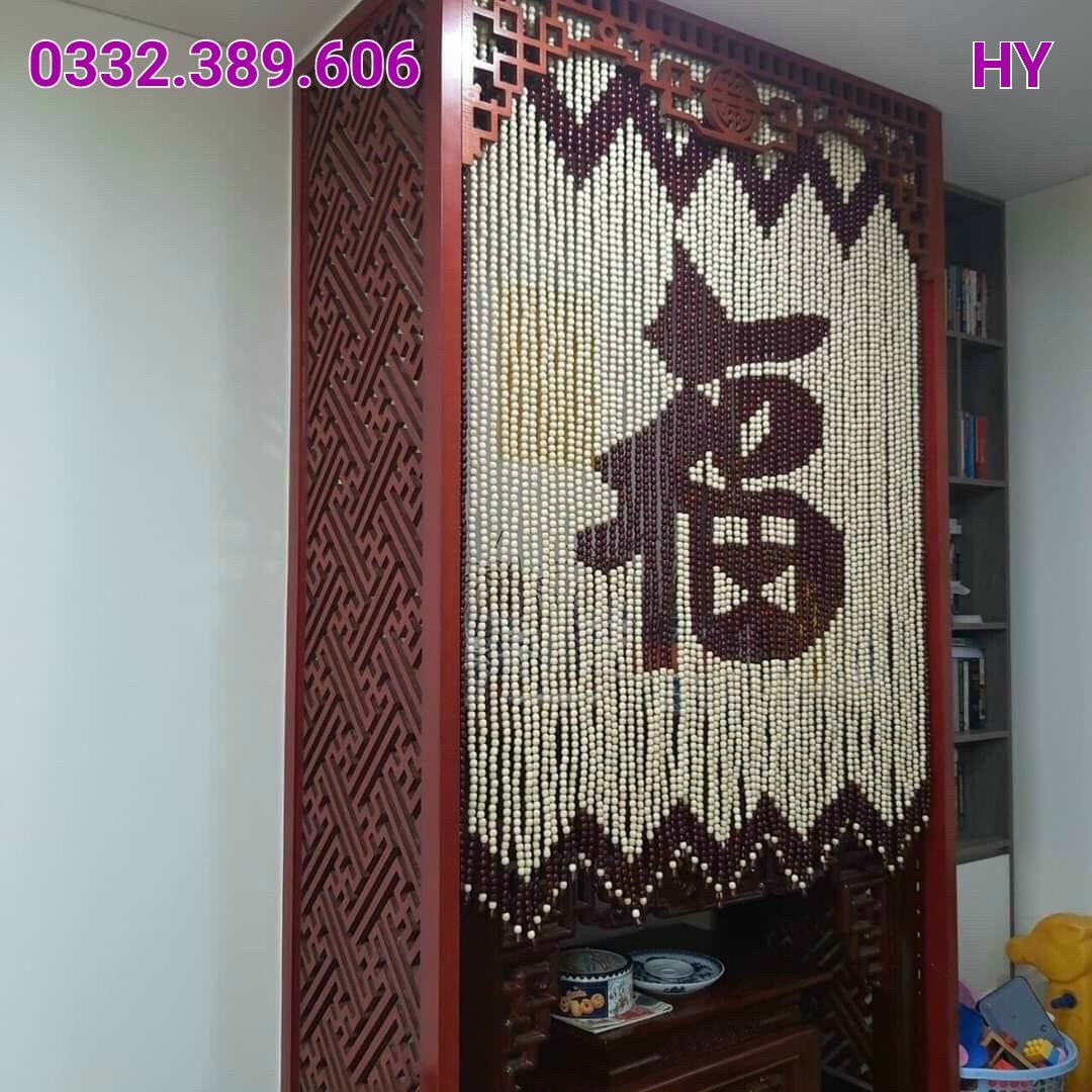 Mành hạt gỗ Bồ đề: mẫu chữ Phúc!