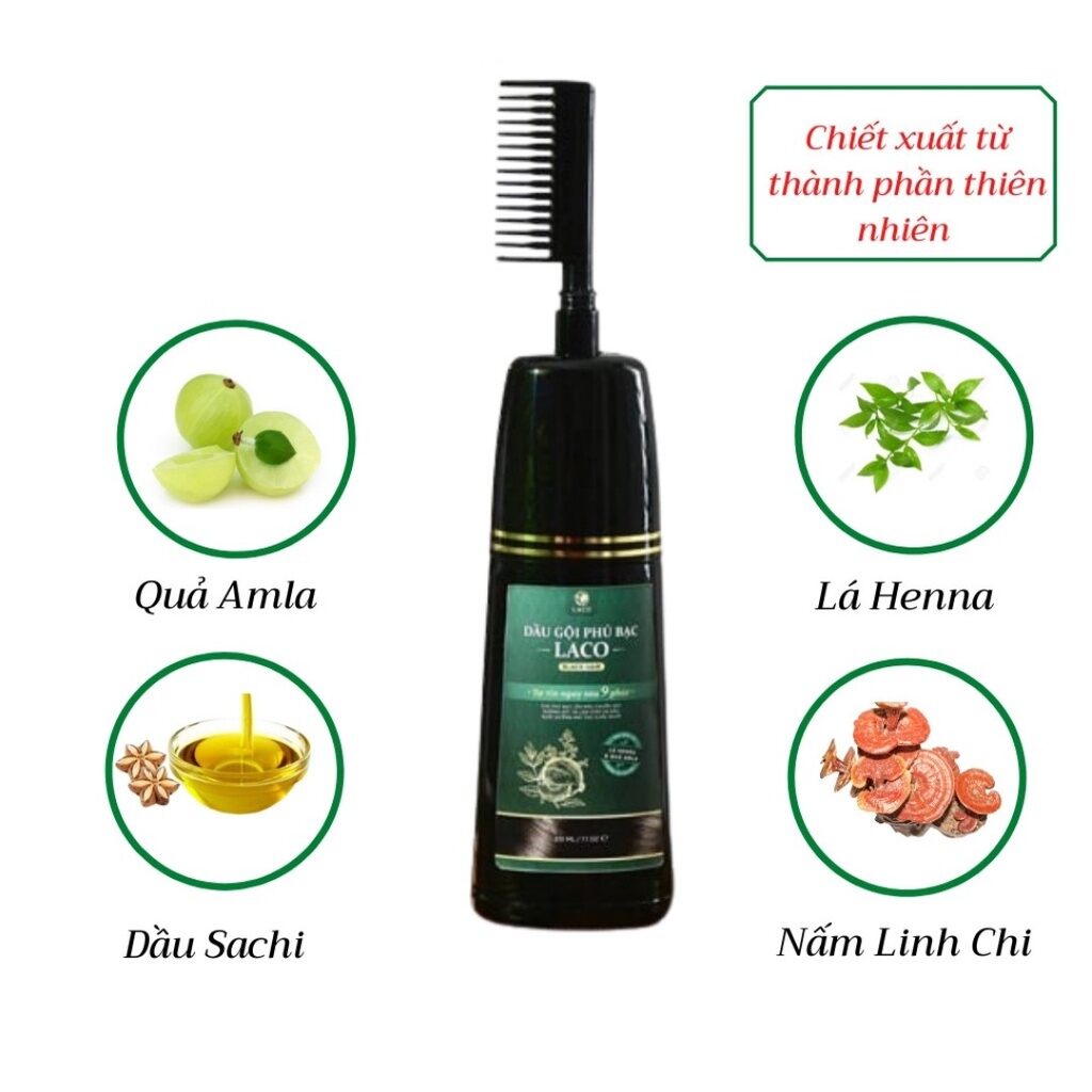 Dầu gội phủ bạc Laco 200ml giúp tóc đen tự tin sau 9 phút