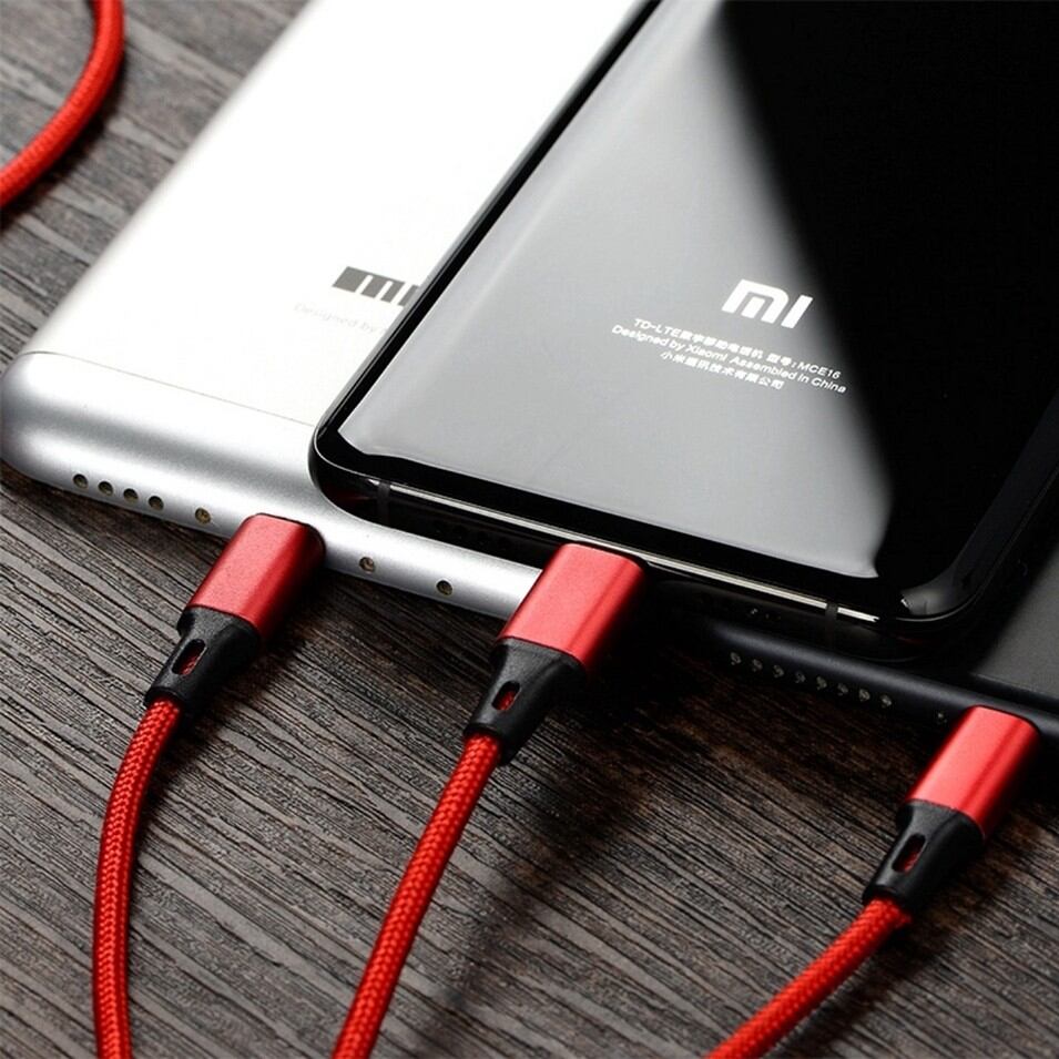 Cáp sạc 3 đầu Type C , Lightning , Micro USB siêu bền