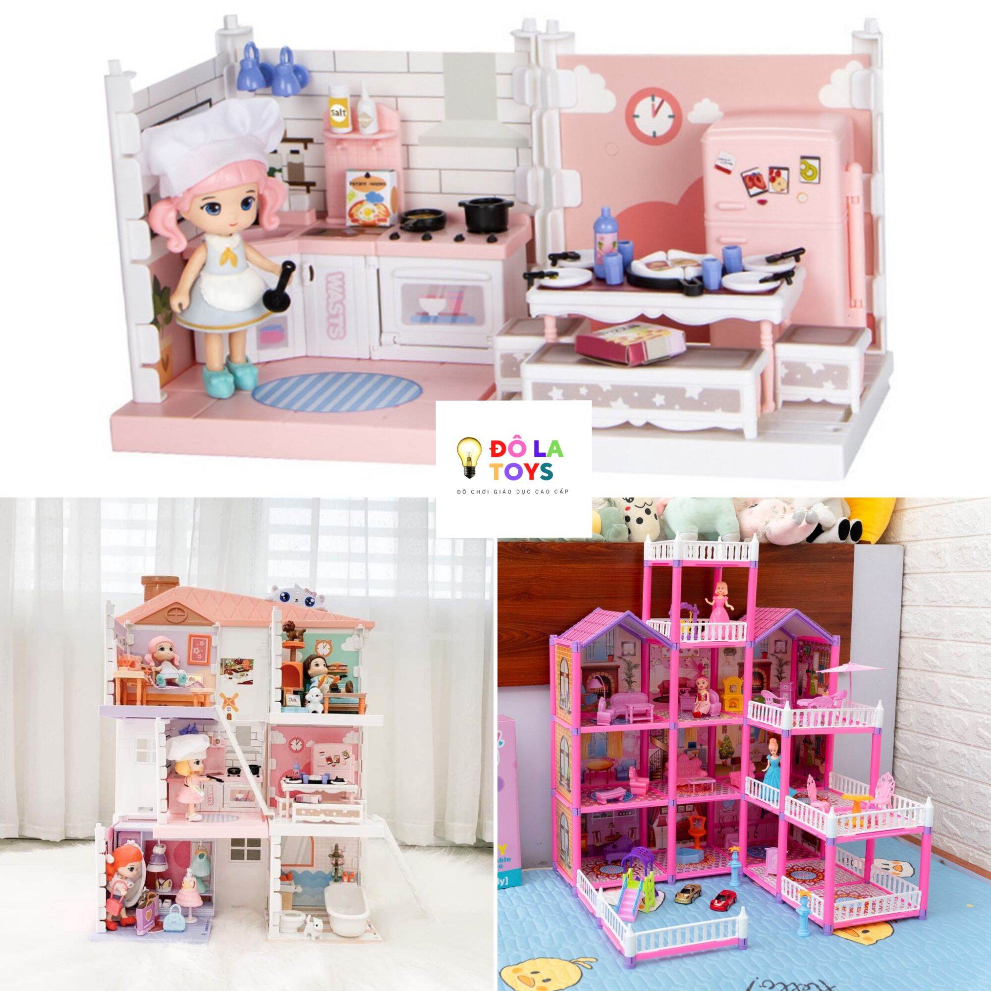 Đồ chơi Ngôi Nhà búp bê Barbie nhiều kích thước, đồ chơi giáo dục - đồ chơi đóng vai cho bé