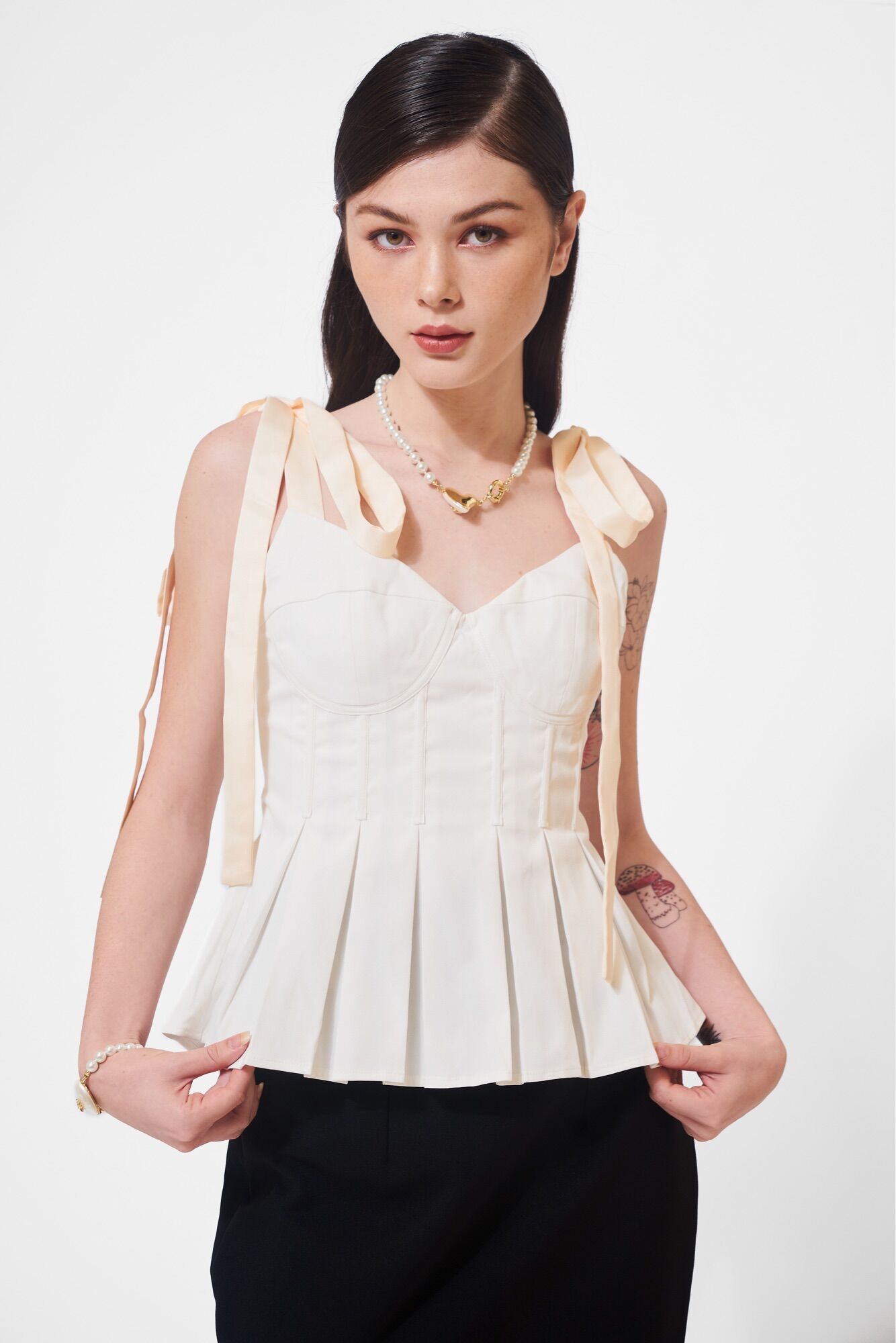 Áo cúp ngực phối dây lụa - nadya bustier top