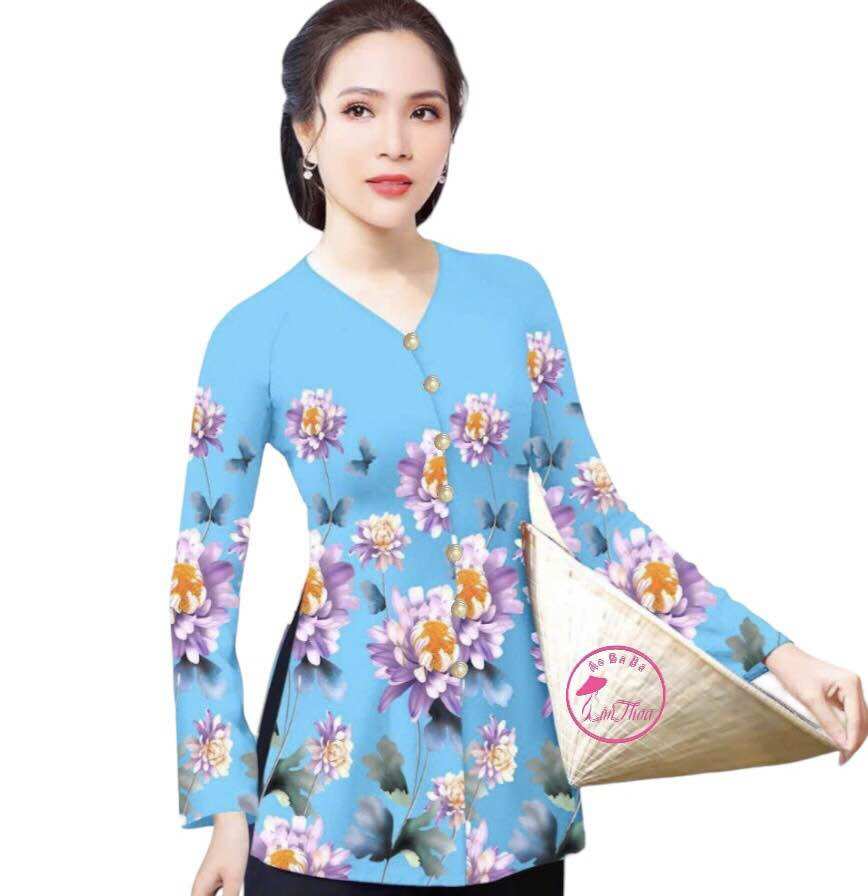 Áo bà ba nữ in hoa,bà ba thun in hoa,bà ba in 4d(áo lẻ không kèm quần)