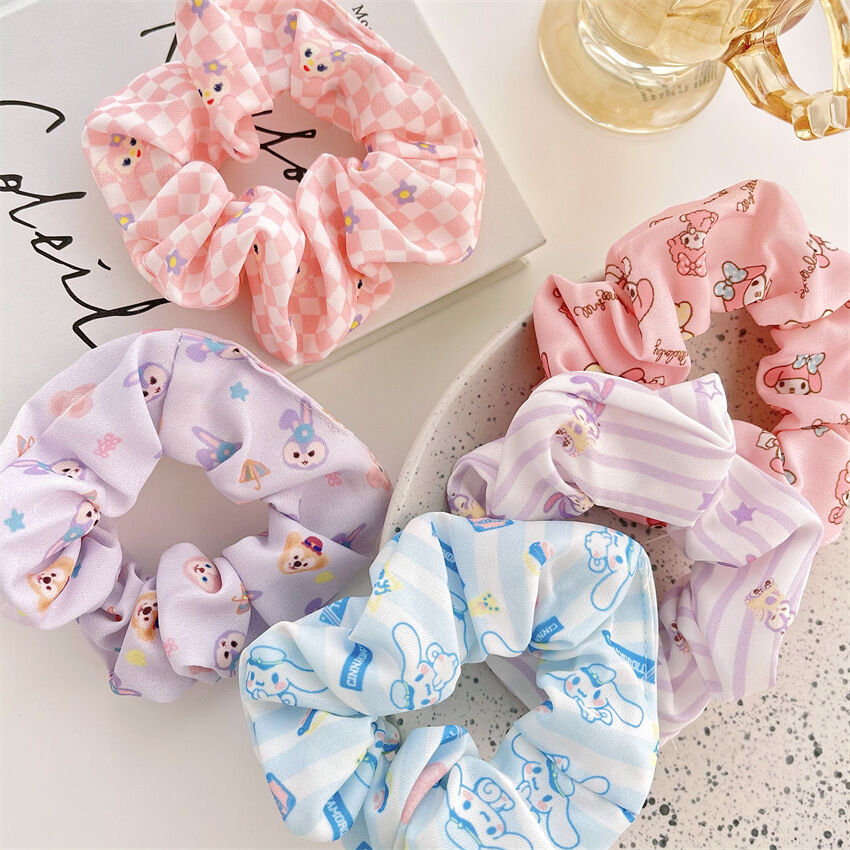 Dây cột tóc scrunchies họa tiết hoạt hình
