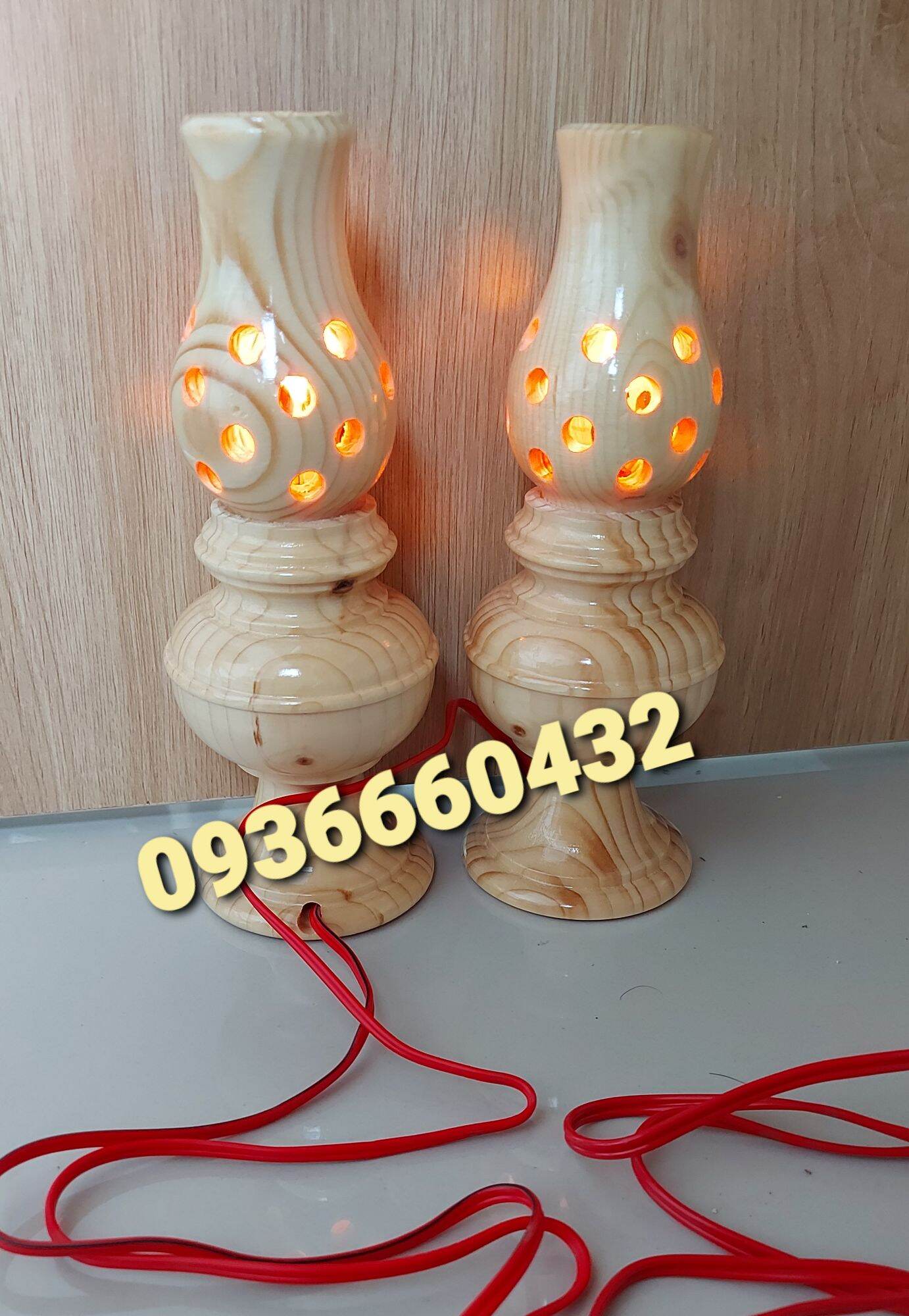 Cặp đèn thờ công giáo gỗ thông cao 18cm đèn thờ trang trí bàn thờ công giáo