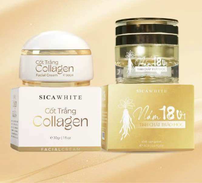  COMBO KEM NGÀY ĐÊM CỐT TRẮNG COLLAGEN VÀ NÁM 18 VỊ THẢO MỘC- TẶNG SERUM MESO 