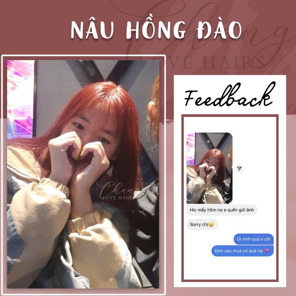Nhuộm Tóc Màu NÂU HỒNG ĐÀO Không Tẩy Kèm Oxy Và Gang Tay (Giá sỉ)