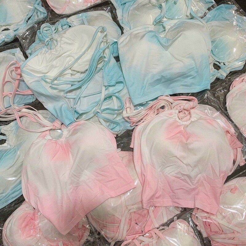 [HCM]ÁO CROPTOP NỮ LOANG MÀU ĐAN DÂY(CÓ MÚT NGỰC)