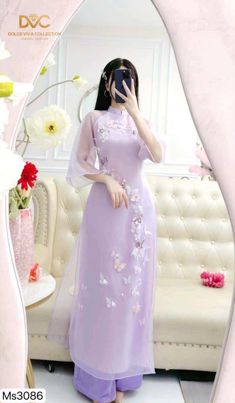 Áo dài cách tân nữ đính kết đá cao cấp - A24