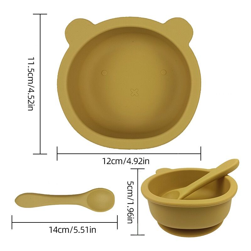 Bát ăn dặm silicon có đế hít chống đổ, Bát silicon cho bé ăn dặm