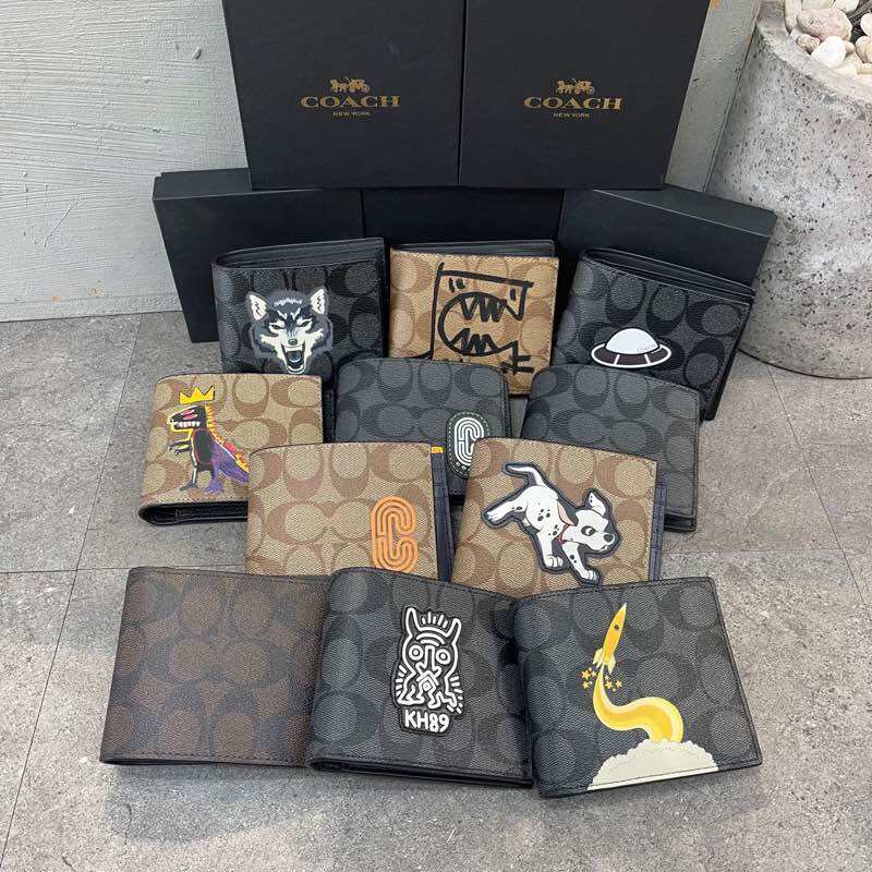 Chính hãng - ví coach da nam, dáng gập 3 in 1