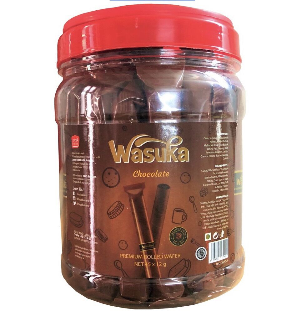 Hộp 50 thanh Bánh quế Wasuka vị Sôcôla