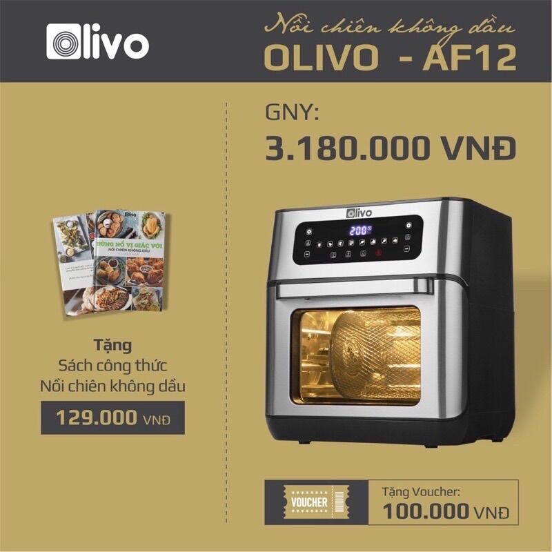Nồi chiên không dầu olivo af12💥 lò nướng olivo af12 💥 hàng chính hãng 💥 bảo hành 24 tháng