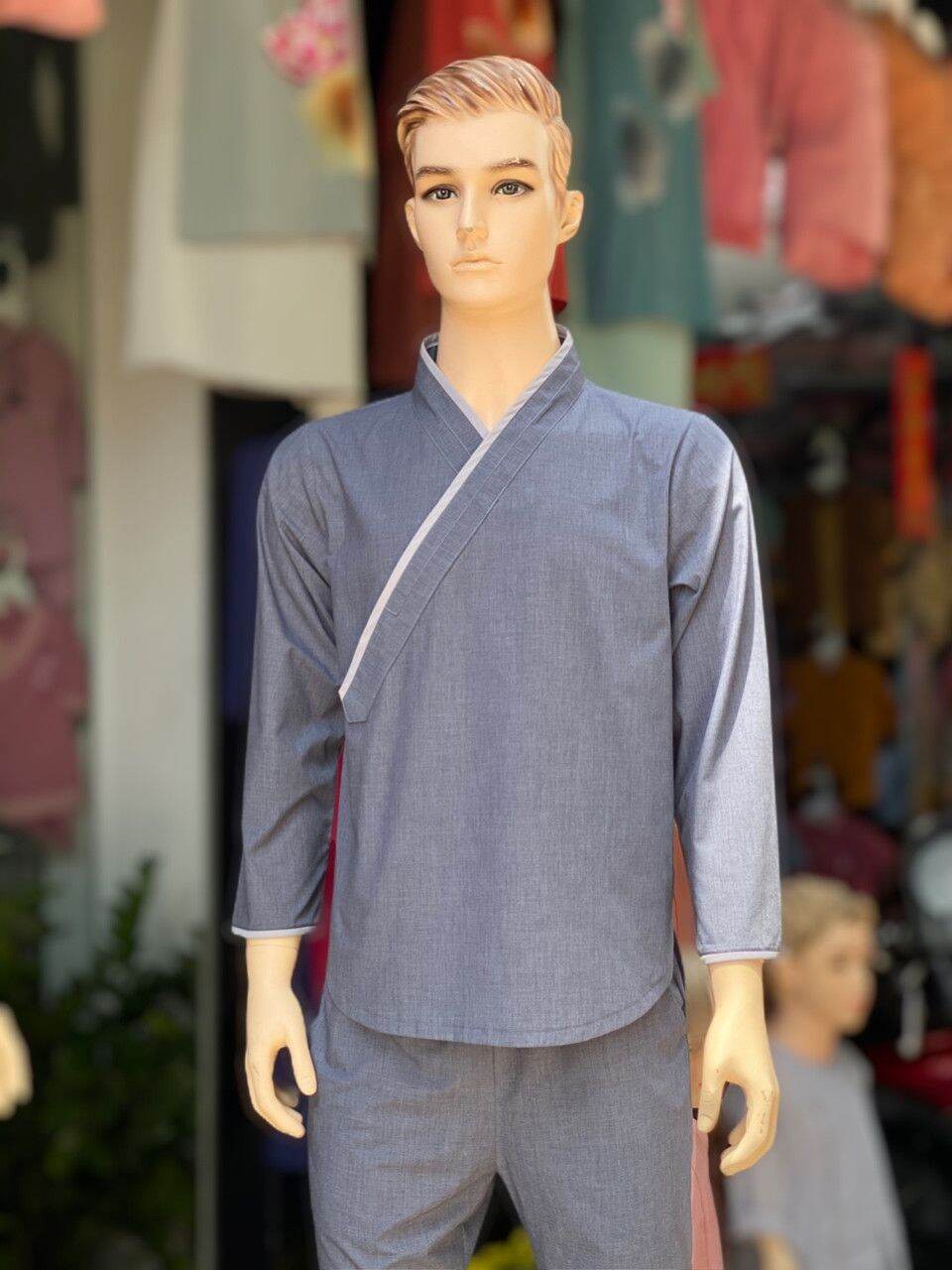 [HCM]Đồ lam đi chùa nam mẫu xéo nhật