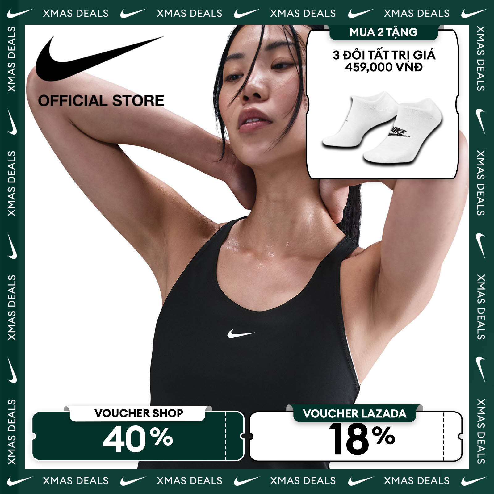   VOUCHER 40% + MUA 2 TẶNG VỚ  Áo tank top nữ Nike Pro Women's Dri-FIT Tank Top - BLACK 