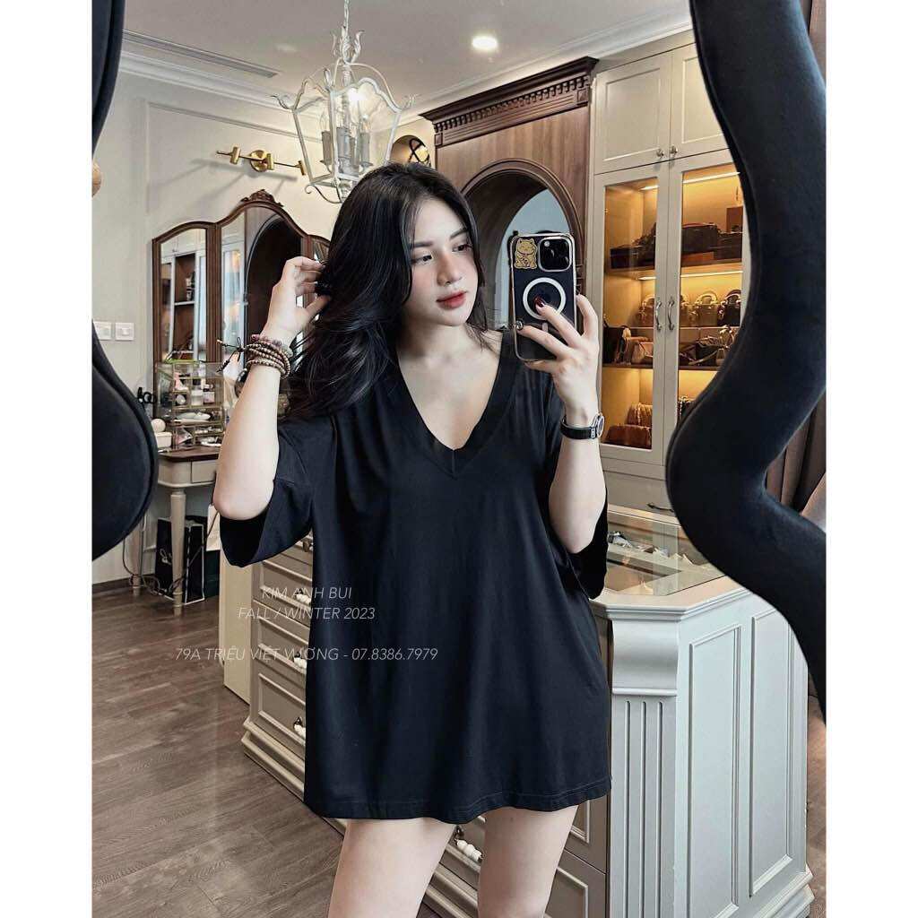 Áo Thun Giấy Cổ Tim Fom Rộng