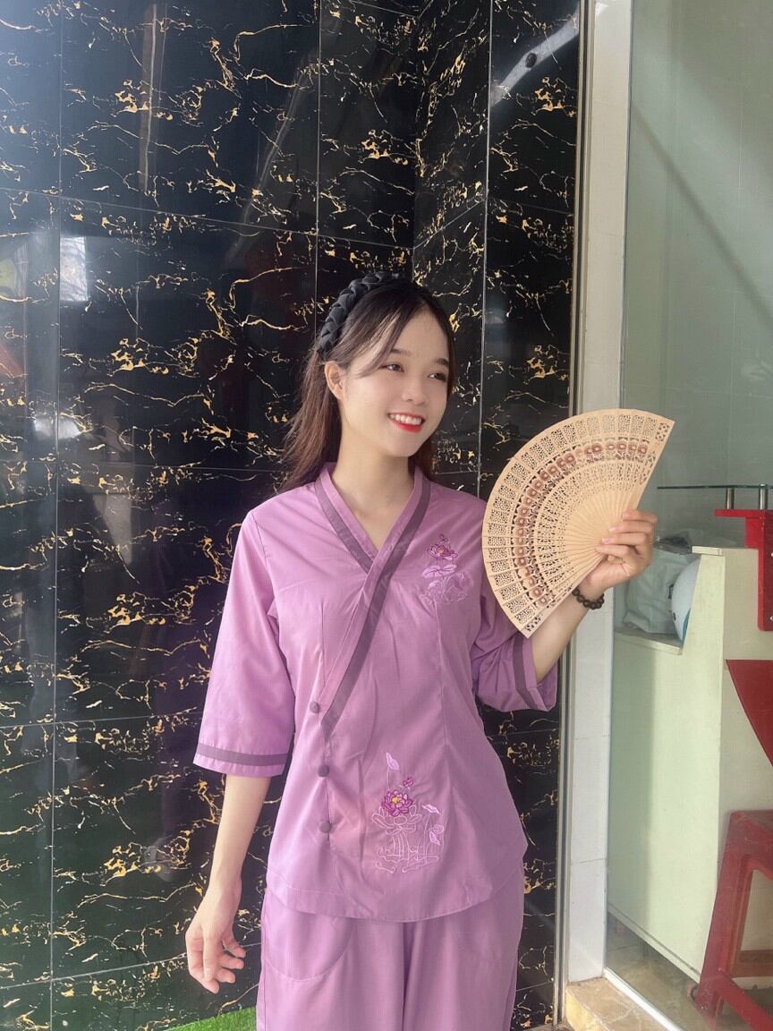 Đồ Lam Đi Chùa - Mẫu Kate Tim Viền