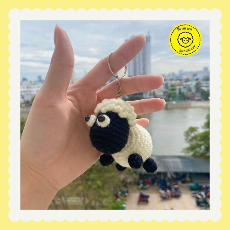 Móc khoá bé cừu len, cute dễ thương