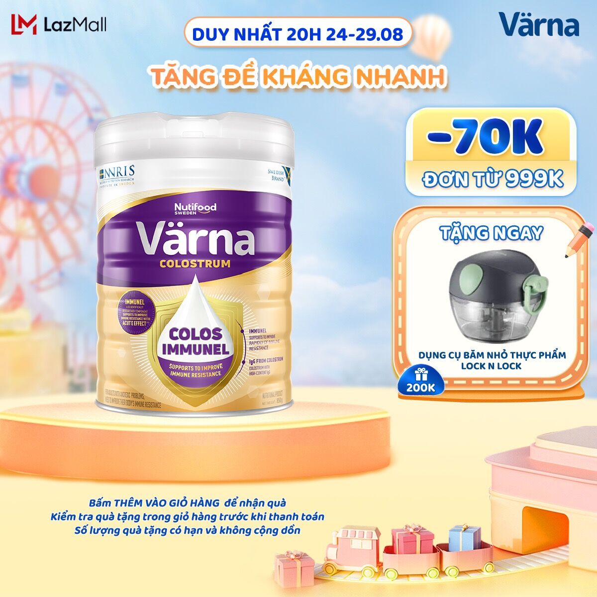 Sữa bột Värna Colostrum lon 850gr - Sữa non cho người già tăng cường đề kháng