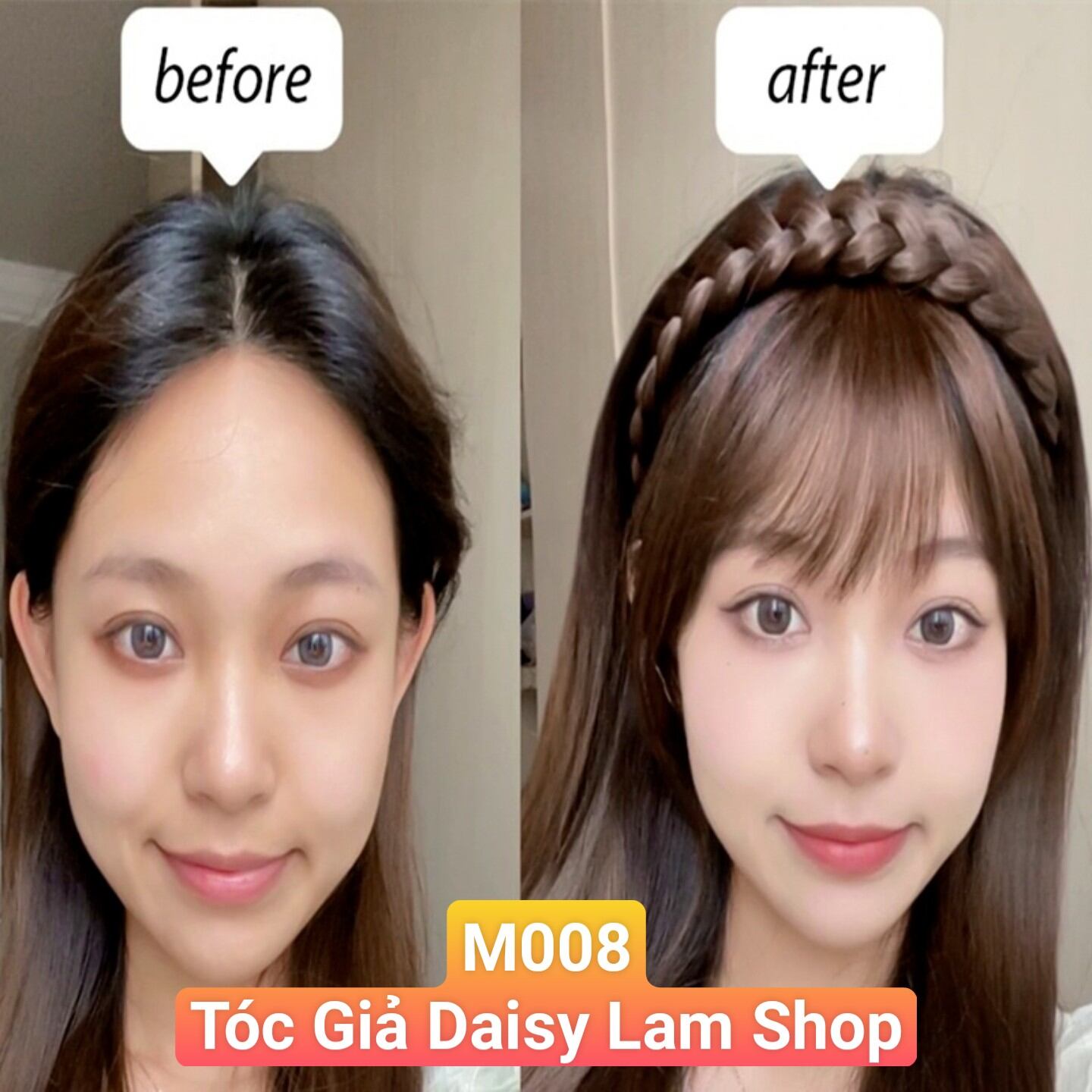 Mái thưa kết hợp cài tóc Hàn Quốc M008