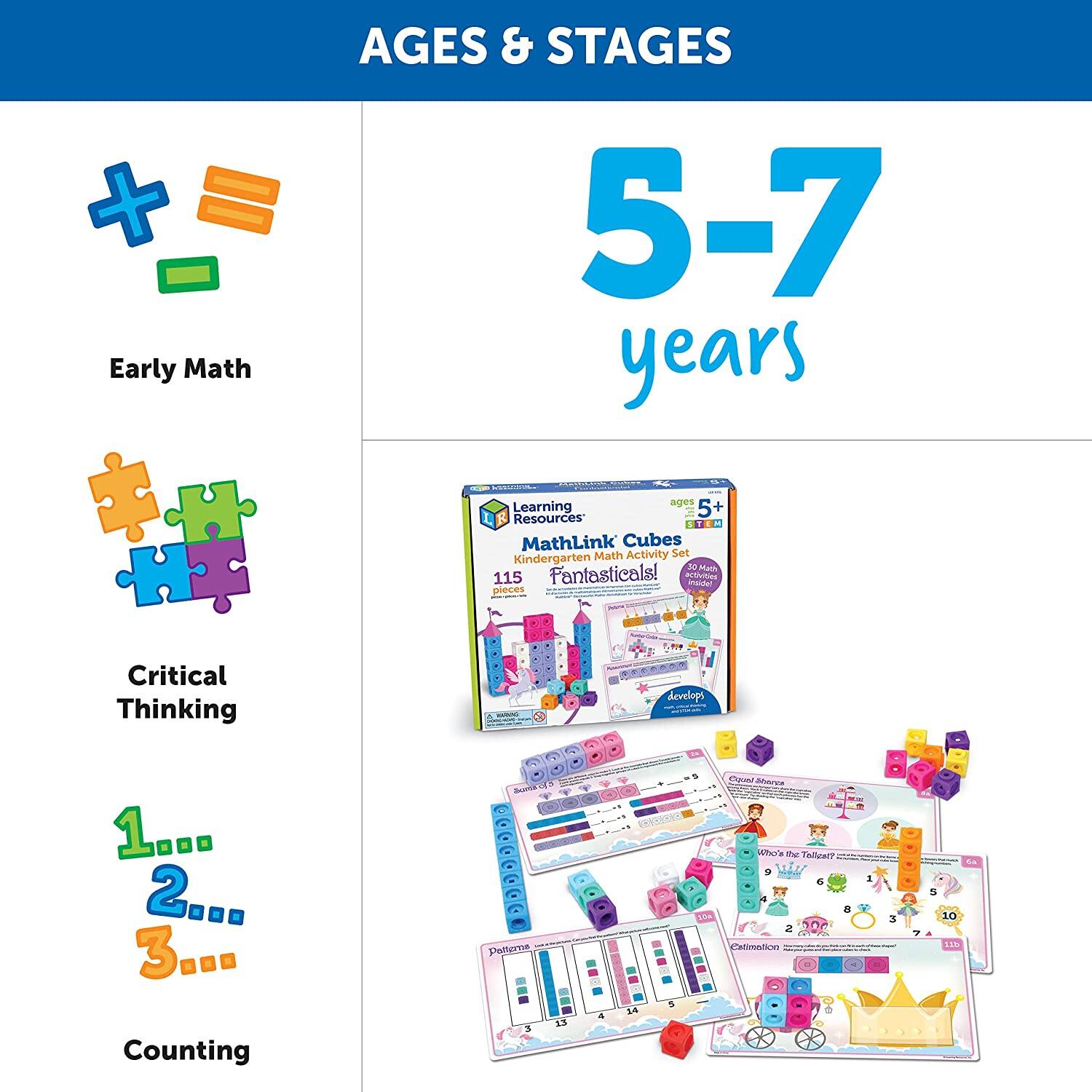 BỘ HỌC TOÁN - MATHLINK® CUBES KINDERGARTEN MATH ACTIVITY SET: FANTASTICALS!