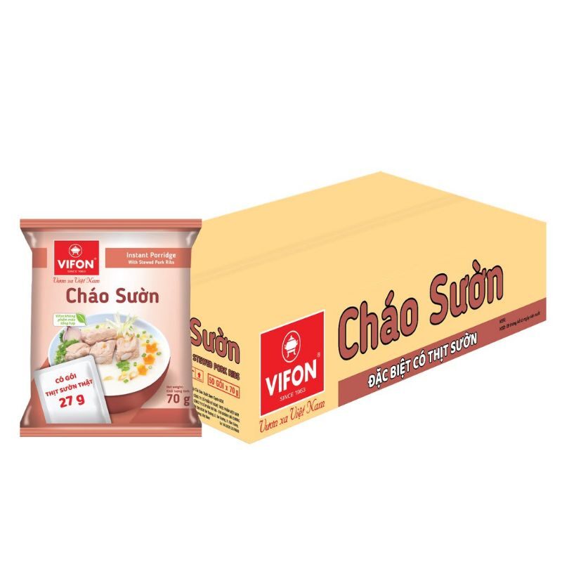 Cháo Vifon Có Thịt Thật ( 1 Thùng × 50 Gói × 70 Gram )