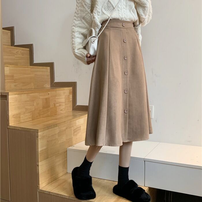 Chân Váy Chữ A Nỉ Váy Phong Cách Nhật Bản Cạp Cao Mẫu Dài Vừa Cho Nữ Thu Đông Áo Len Phối Mùa Đông Mẫu Mới Thu Đông 2023