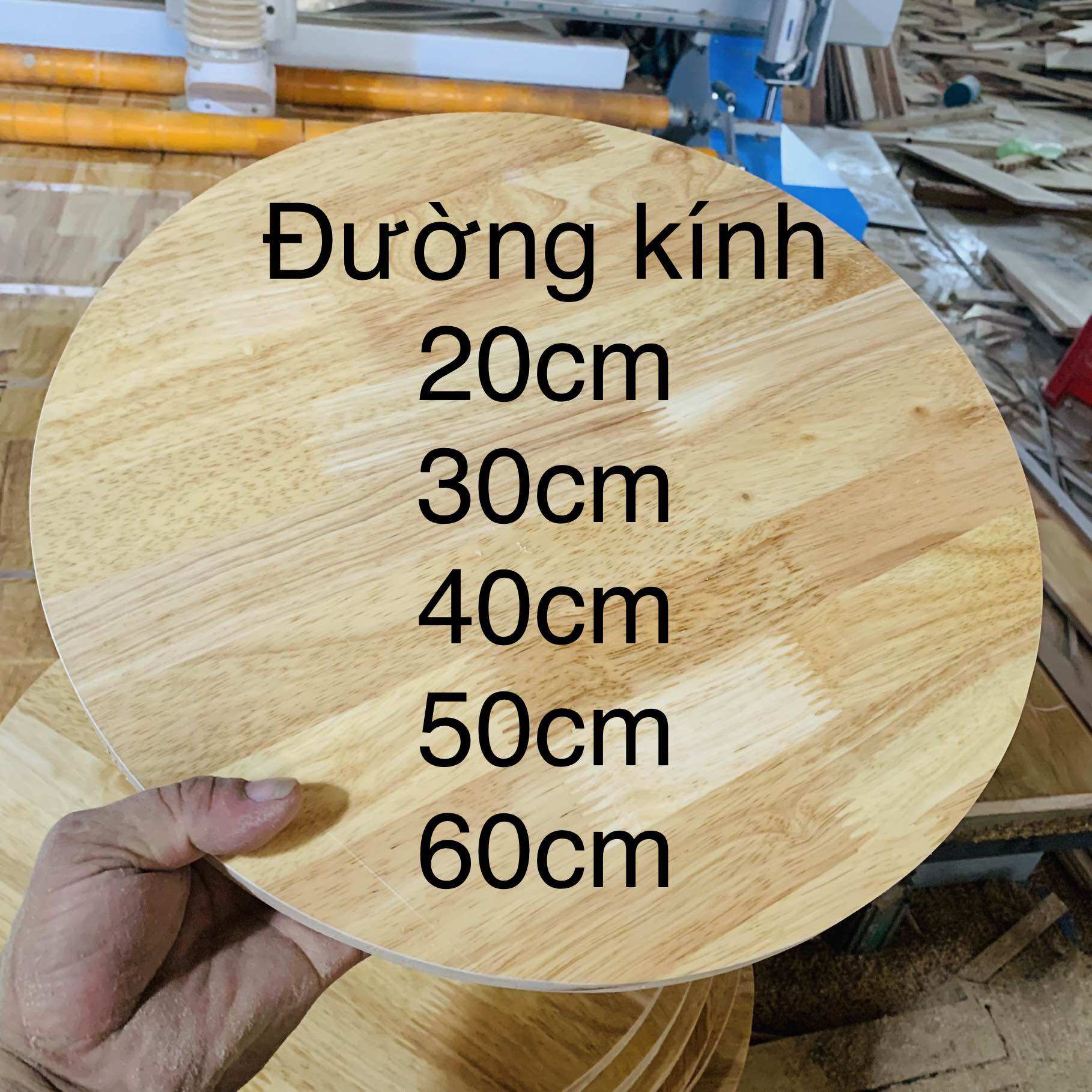 Tấm gỗ hình tròn làm mặt bàn mặt ghế gỗ ghép cao su tự nhiên không thấm nước dày 18mm