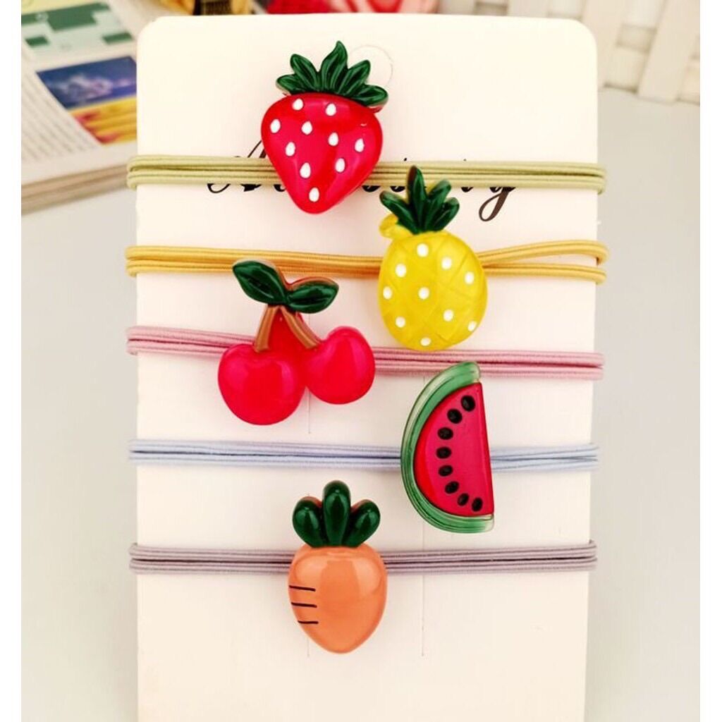🍓Set 10 Dây cột Tóc Hình trái Cây Lớn, Bóng, Xinh (Hình thật)