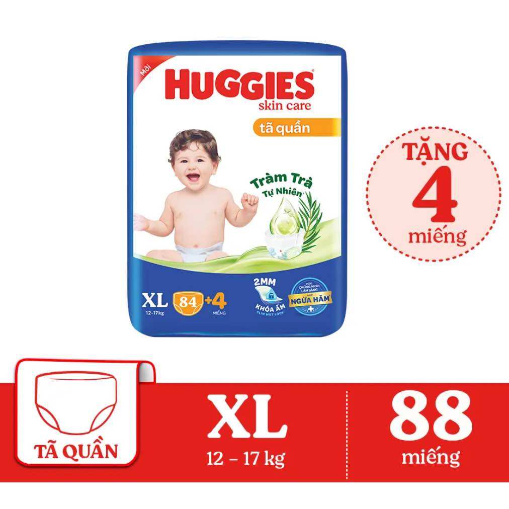Tã quần huggies skincare mega jumbo xl84+4 miếng
