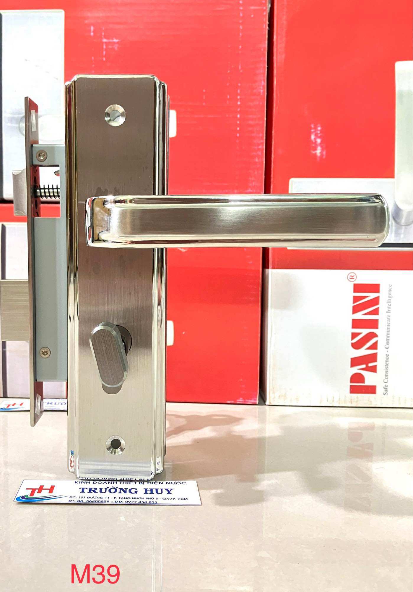 M39 dài 20 cm khoá tay gạt phòng ngủ sus 304 pasini - bảo hành 1 năm