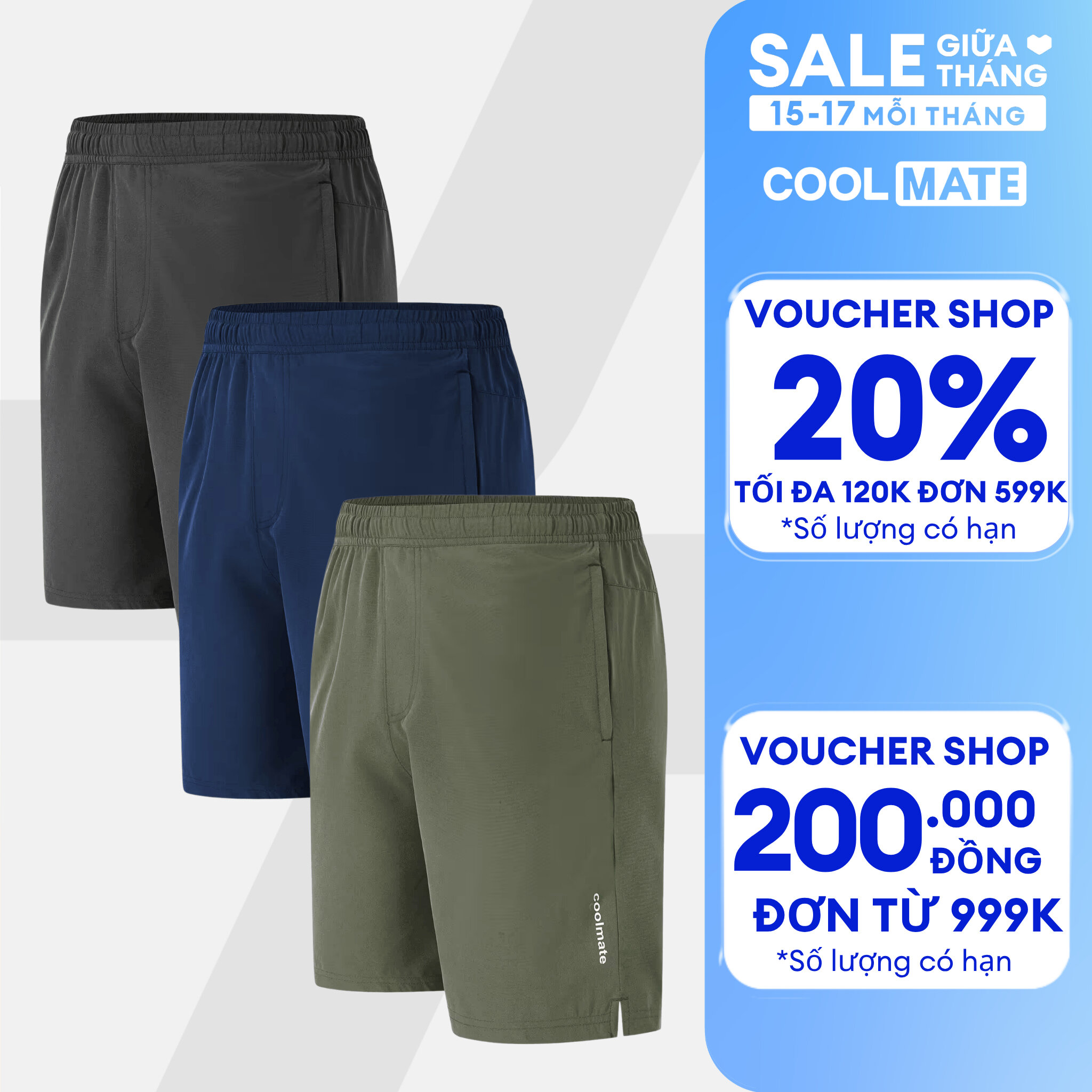 Combo 03 Quần Short thể thao Ultra Short 7inch thoáng khí, thoải mái vận động - Coolmate