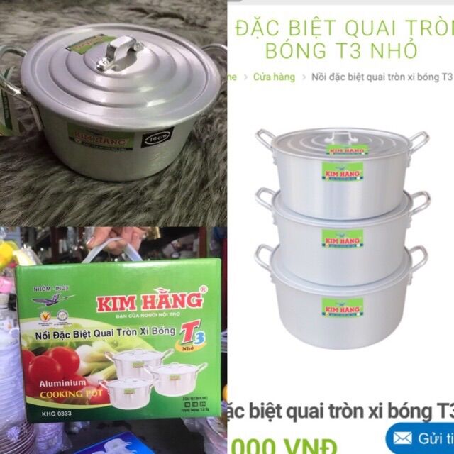 [HCM]BỘ 3 nồi nhôm KIM HẰNG có loại sài được bếp từ size nhỏ 16cm + 18cm + 20cm chính hãng bảo hành tại KIM HẰNG
