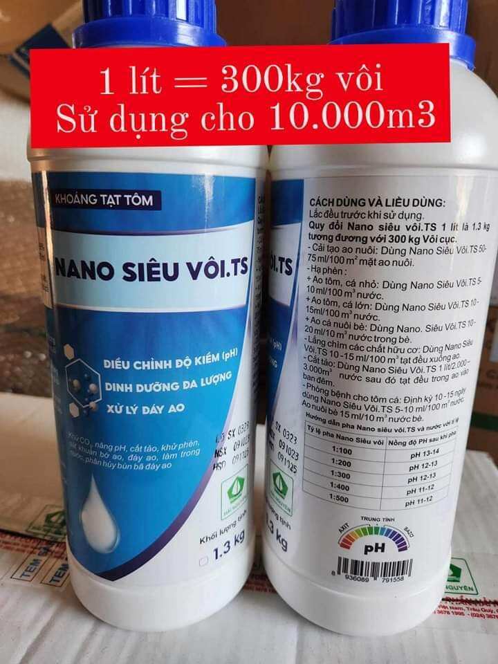 Nano siêu vôi hàm lượng 99%, bằng 300kg vôi bột cho tôm cá