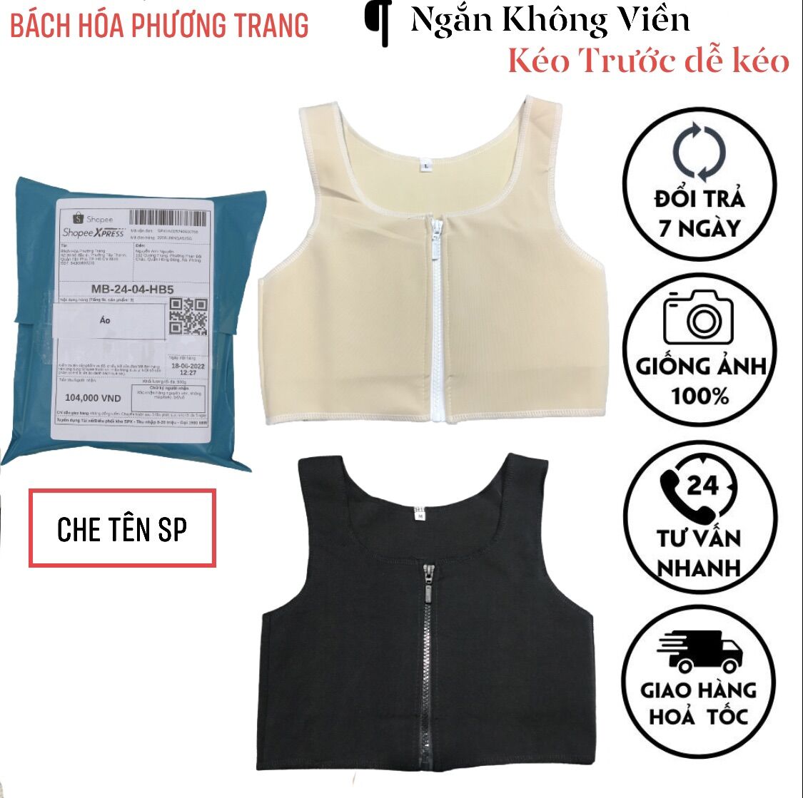 Áo nịt ngực tomboy - ngắn không viền kéo trước