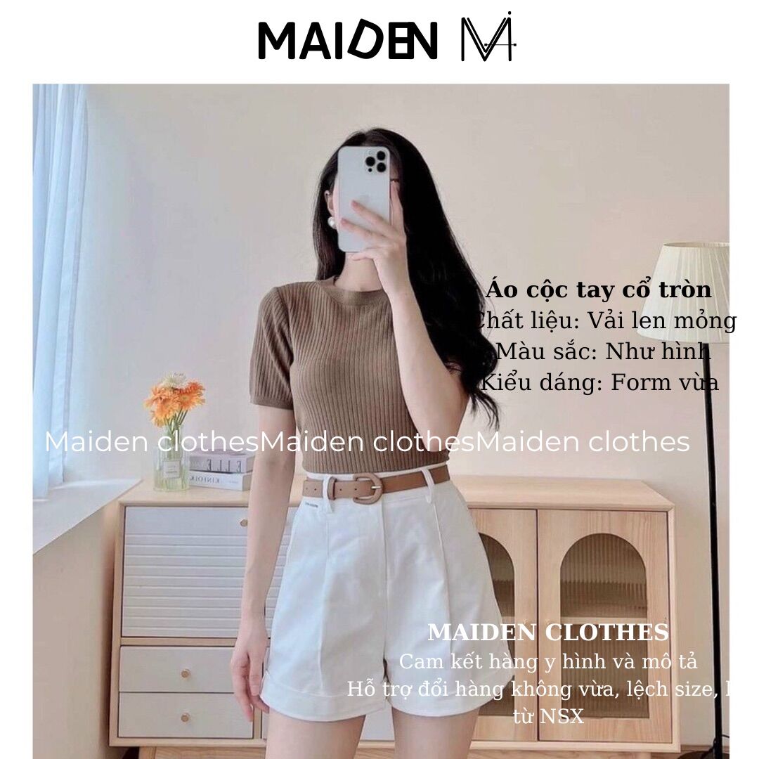 Áo thun tay cổ tròn len hàn MAIDEN