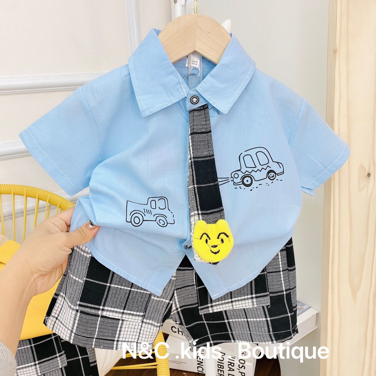 Set công tử 3 chi tiết kèm cà vạt bé trai 8-18kg