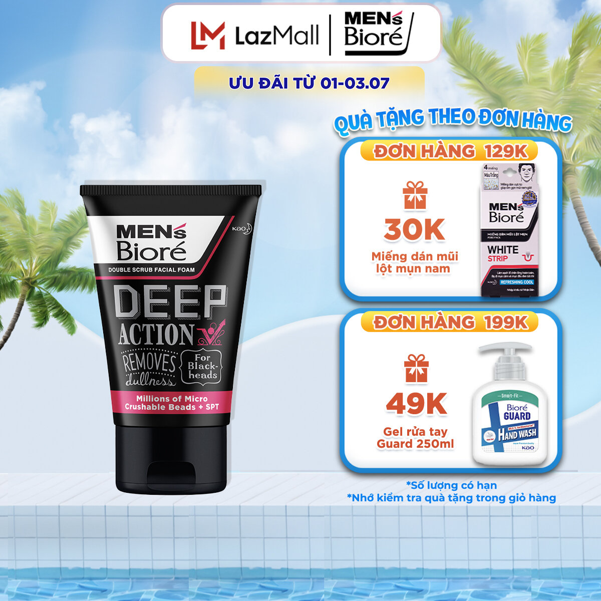 Sữa Rửa Mặt Men Biore Hạt Tác Động Kép Sạch Sâu 100g