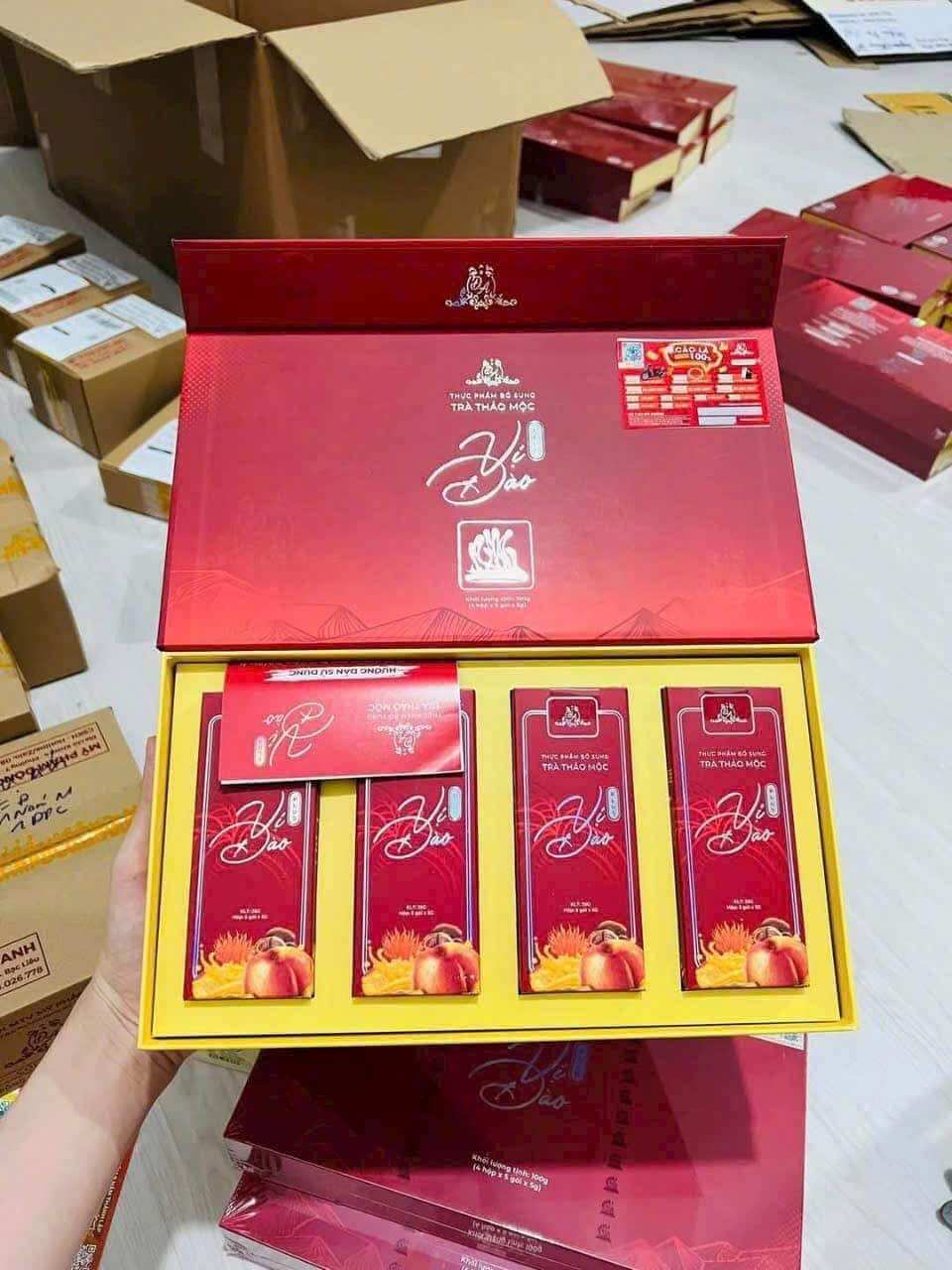 Trà Đào Đông Anh mẫu mới 20 gói trà tặng kèm 5 gói cô ba trà giảm mỡ bụng