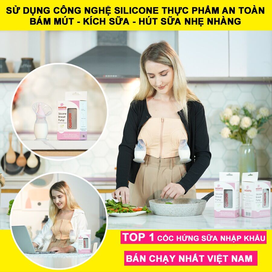 Cốc hứng sữa Silicone cao cấp Hichito Nhật Bản