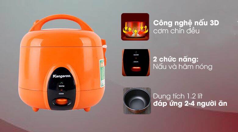 Nồi cơm điện Kangaroo 1.2 lít KG826S ( Hàng trưng bày )